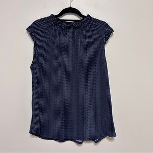 Adrianna Papell Navy Blue Polka Dot Women's Top Size 1X Office Business *read